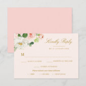 roze blush bloemrijke maaltijd keuze RSVP kaart (Voorkant / Achterkant)