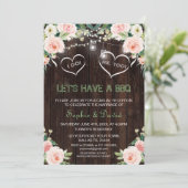 Roze Blush Bloemslingers Oude Houten I DO BBQ Kaart (Staand voorkant)