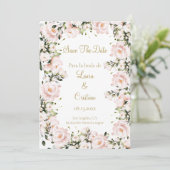 Roze blush bloesem bewaar de datum kaart (Staand voorkant)