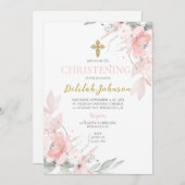 Roze blush bloesem doop voor meisje kaart (Voorkant / Achterkant)