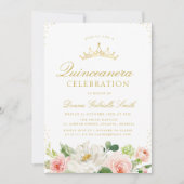 Roze blush bloesem Quinceanera uitnodiging (Voorkant)