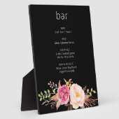 Roze Blush Blooming Floral Bar Easel Black Fotoplaat (Zijkant)