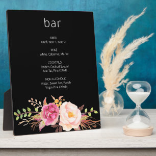 Roze Blush Blooming Floral Bar Easel Black Fotoplaat
