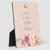 Roze Blush Blooming Floral Bar Easel Roze Fotoplaat (Zijkant)
