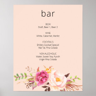 Roze Blush Blooming Floral Bar - Roze Poster