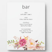 Roze Blush Blooming Floral Bar Sign Easel Fotoplaat (Voorkant)