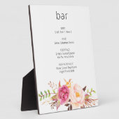 Roze Blush Blooming Floral Bar Sign Easel Fotoplaat (Zijkant)
