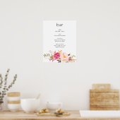 Roze Blush Blooming Floral Bar — White Poster (Keuken)