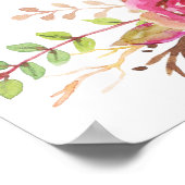 Roze Blush Blooming Floral Bar — White Poster (Hoek)