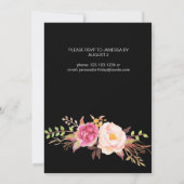 Roze Blush Blooming Floral Birthday - zwart Kaart (Achterkant)