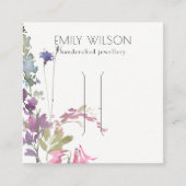 Roze Blush Blue Bell Flora Bunch Hair Clip Display Vierkante Visitekaartje (Voorkant)
