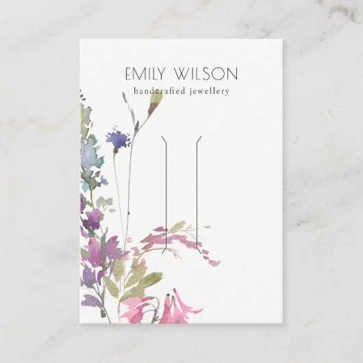 Roze Blush Blue Bell Flora Bunch Hair Clip Display Visitekaartje (Voorkant)