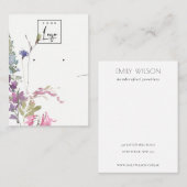 Roze blush Blue Bell Floral Bunch Earring Ketting Visitekaartje (Voorkant / Achterkant)