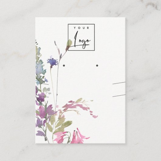 Roze blush Blue Bell Floral Bunch Earring Ketting Visitekaartje (Voorkant)