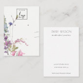 Roze blush Blue Bell Floral Bunch Earring Ketting Visitekaartje (Voorkant / Achterkant)