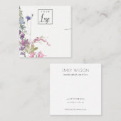 Roze Blush Blue Bell Floral Bunch Ketting Display Vierkante Visitekaartje (Voorkant / Achterkant)