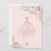 Roze Blush Boho Floral Quinceañera 15e verjaardag Kaart (Achterkant)