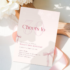 Roze Blush Boog Cheers voor Dertigste Verjaardag Kaart