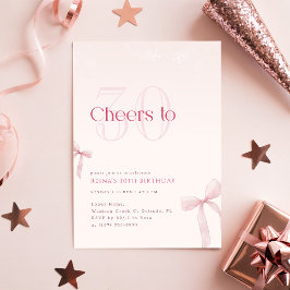 Roze Blush Boog Cheers voor Dertigste Verjaardag Kaart