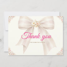 Roze Blush Boog Prinses Lint Bedankt Kaart