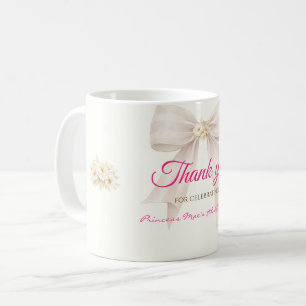 Roze Blush Boog Prinses Lint Bedankt Koffie Koffiemok