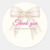 Roze Blush Boog Prinses Lint Bedankt Sticker (Voorkant)