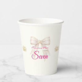 Roze Blush Boog Prinses Lint Verjaardag Papieren B Bekers