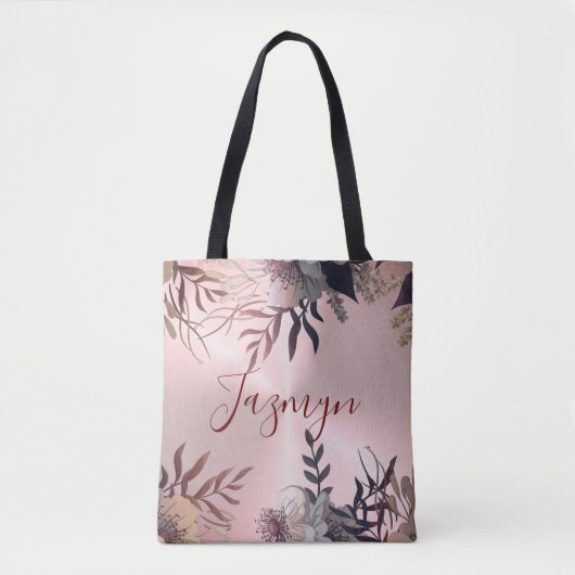 Roze Blush Botanisch aangepast Tote Bag (Voorkant)