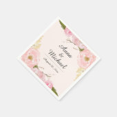 Roze Blush Botanische Bloem Bruiloft Servet (Hoek)