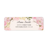 Roze Blush Botanische Bloemen Bruiloft Adresetiket Etiket (Voorkant)