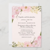Roze Blush Botanische Bloemen Bruiloft Uitnodiging (Voorkant)