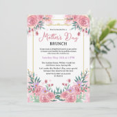 Roze Blush Botanische Bloemen Moederdag Brunch Kaart (Staand voorkant)