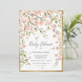 Roze Blush Botanische Waterverf Baby shower Kaart (Staand voorkant)