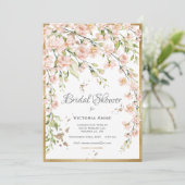 Roze Blush Botanische Waterverf Vrijgezellenfeest Kaart (Staand voorkant)