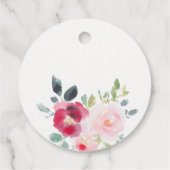 Roze Blush Bourgogne Roos Waterverf bruiloft Bedankjes Labels (Achterkant)