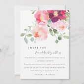 Roze Blush Bourgogne Roos Waterverf bruiloft Bedankkaart (Voorkant)