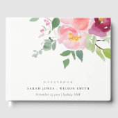 Roze Blush Bourgogne Roos Waterverf bruiloft Gastenboek (Voorkant)