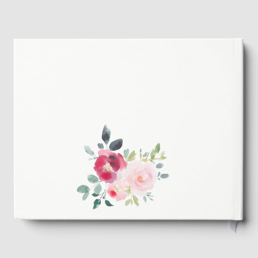 Roze Blush Bourgogne Roos Waterverf bruiloft Gastenboek (Achterkant)