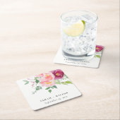 Roze Blush Bourgogne Roos Waterverf bruiloft Kartonnen Onderzetters (Insitu)