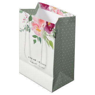 Roze Blush Bourgogne Roos Waterverf bruiloft Medium Cadeauzakje