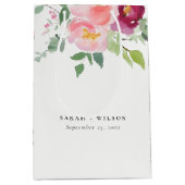 Roze Blush Bourgogne Roos Waterverf bruiloft Medium Cadeauzakje (Voorkant)