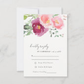 Roze Blush Bourgogne Roos Waterverf bruiloft RSVP Kaartje (Voorkant)