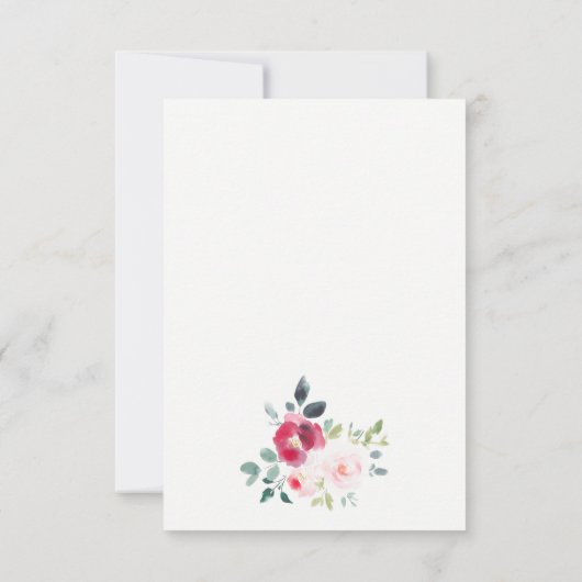 Roze Blush Bourgogne Roos Waterverf bruiloft RSVP Kaartje (Achterkant)