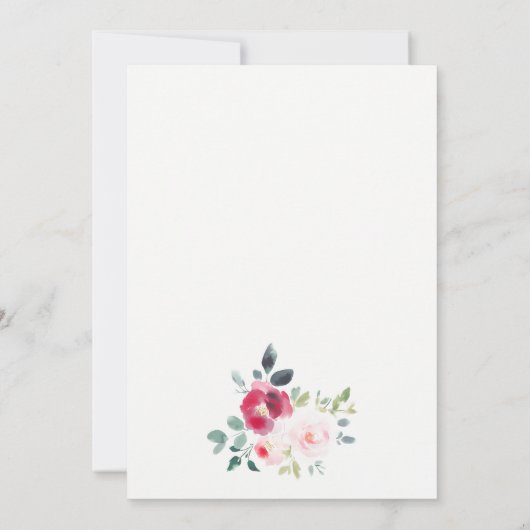 Roze Blush Bourgogne Roos Waterverf bruiloft Save The Date (Achterkant)