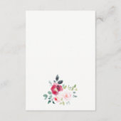 Roze Blush Bourgogne Roos Waterverf Trouwdetail Informatiekaartje (Achterkant)