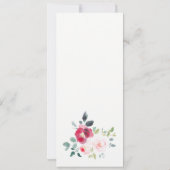 Roze Blush Bourgogne Roos Waterverf Trouwmenu Kaart (Achterkant)