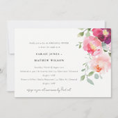 Roze Blush Bourgondië Roos repetitie diner Kaart (Voorkant)