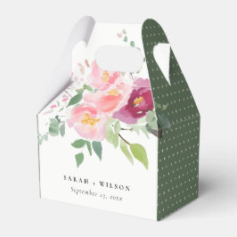 Roze Blush Bourgondiër Rozen Watercolor Trouwfeest Bedankdoosjes