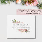 Roze, Blush, Bourgondische bloemenbruiloft scheure All In One Uitnodiging