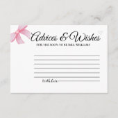 roze Blush Bow Advices & WIshes Vrijgezellenfeest Informatiekaartje (Voorkant)